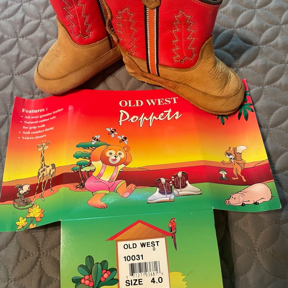 Old West Poppets Red and Tan Kids' Boots